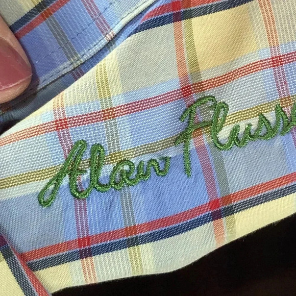 alan flusser plaid shirts for men size small - Picture 4 of 6